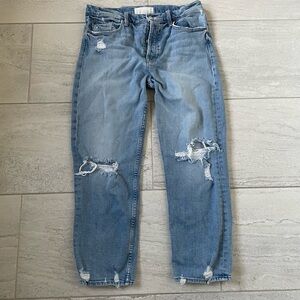 MOTHER Blue Distressed Ankle Jeans